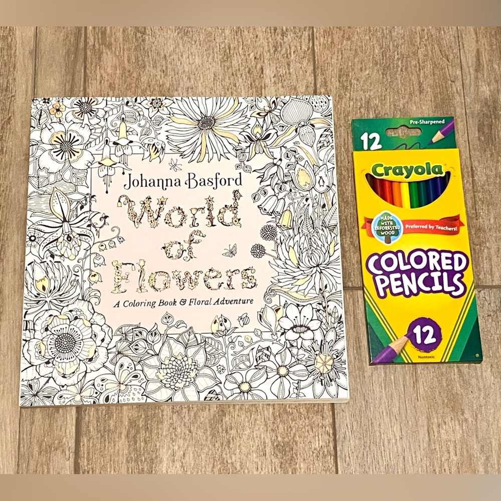 NWT -World of Flowers: A Coloring Book and Floral Adventure - by Johanna Basford